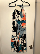 Ann Taylor Size 0P Sleeveless Midi Dress Tropical Floral Pattern Colorful NWT