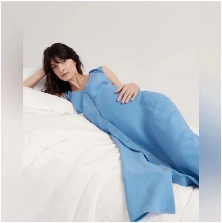 Hatch Collection The Jules Women’s Dress Linen Blend Midi Maternity Size 4. - Image 4 of 4