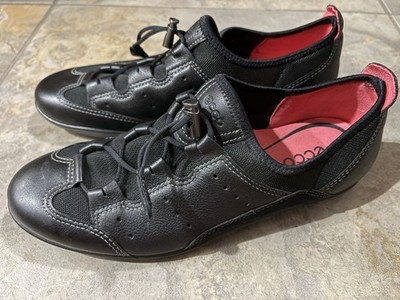 Ecco Black Womens Shoes Euro Sz 39 /US 8 1/2 Soft, laces w-tightener Barely worn