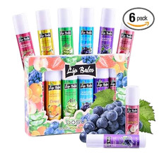 Fruit flavor lip balm,6 pack Natural Soft chapstick All-Day Moisturizer with
