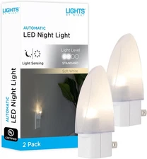 Lights by Night LED Light, Plug-in, Dusk to Dawn 2 Pack, White Shade 