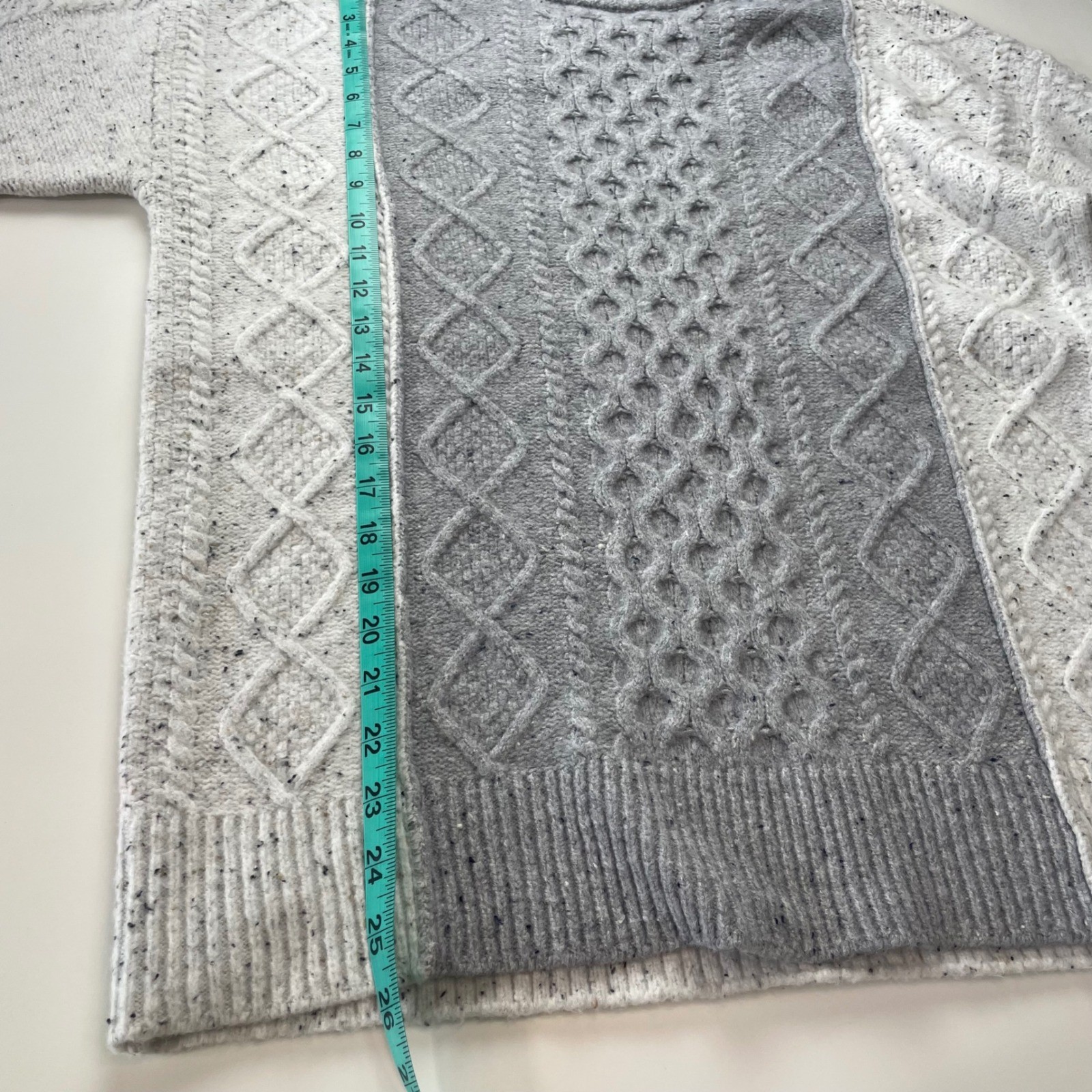 Universal Thread Grey Colorblock Cable Knit Mock … - image 6
