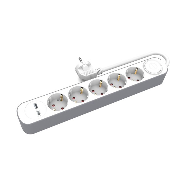 Steckdosenleiste 5X Schuko-Steckdosen 5M USB-A USB-C Mit Schalter Plastrol-image
