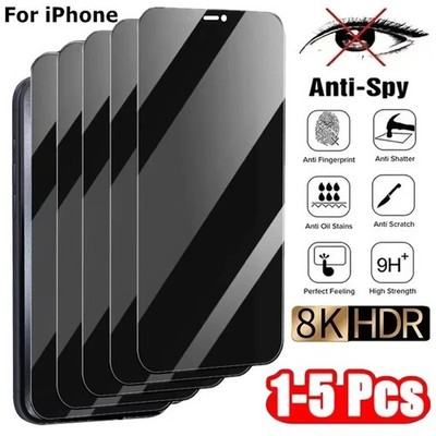 5X Sichtschutzfolie für iPhone 16, 13, 15, 11, 12, 14, 17 Pro Max, Air 16e, Anti