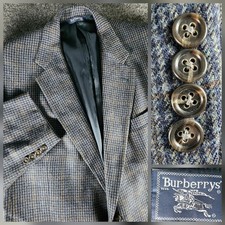 VTG Burberrys Prorsum Mens 44R Wool Blazer Blue Brown Plaid Sport Coat USA