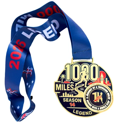 2026 'RUN 1000 MILES CHALLENGE' FINISHERS SPINNER MEDAL RUNNING 1K RUN CLUB