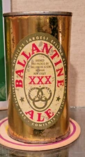1958 BOTTOM OPENED BALLANTINE STEEL FLAT TOP BEER CAN NEWARK NEW JERSEY