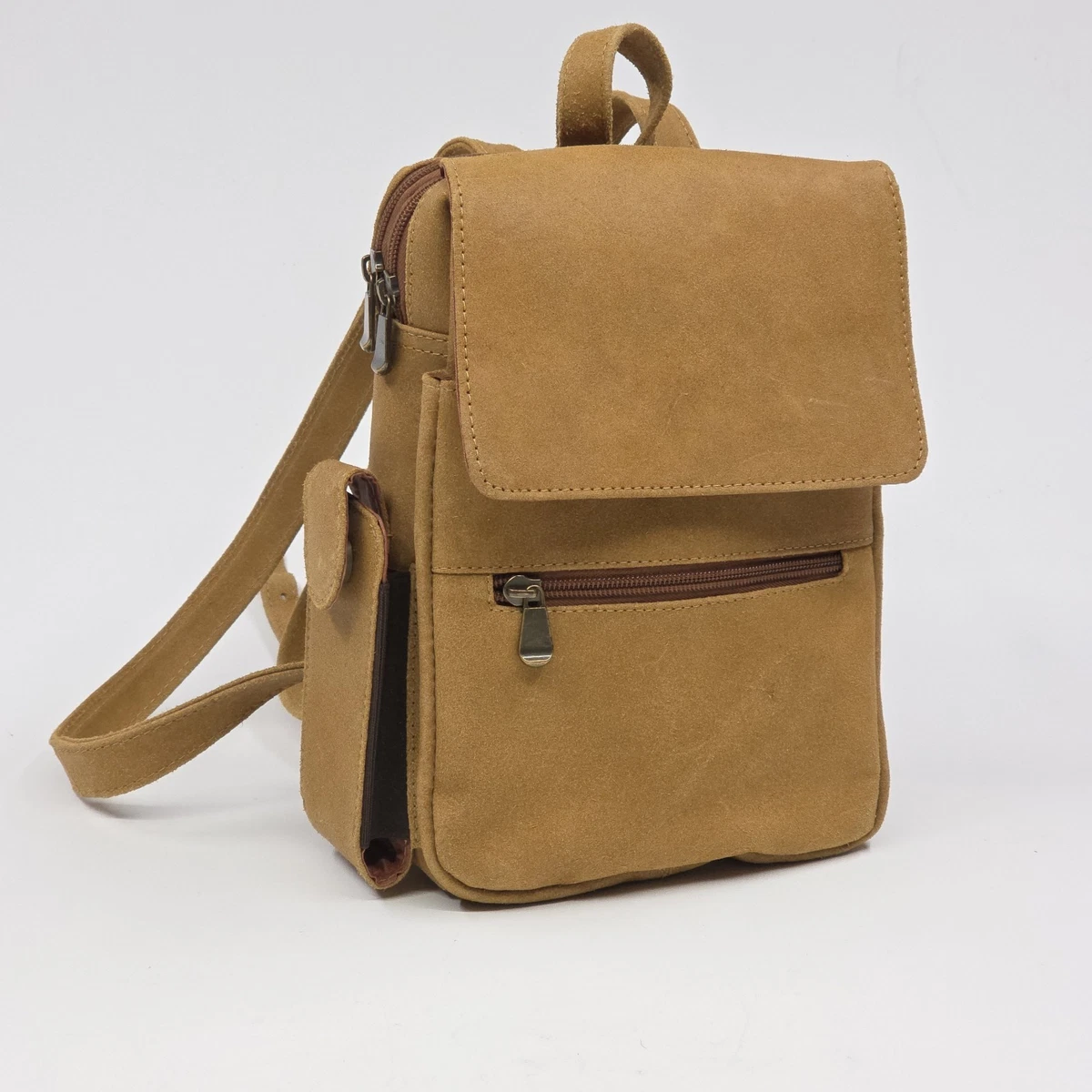 Le Donne Leather U-Zip Sling Backpack Tan Bohemian Festival Bag 10”x11” Travel Le Donne Sling Backpacks for Women | Mercari main image 2