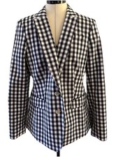 Classy BANANA REPUBLIC gingham checked Black/white women's blazer jacket size 10