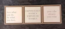 INSPIRATIONAL Wall Decor 3 Pieces Love VIBE ATTRACTS TRIBE Empowered Women GIFT