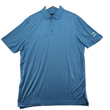 Chase 54 Men's Size L Blue Geometric Short Sleeve Stretch Polo Shirt