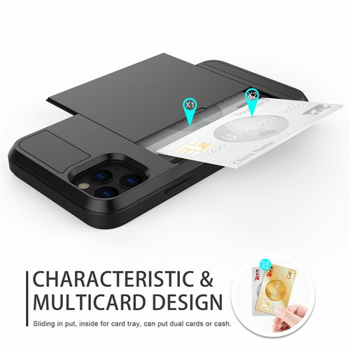 For iPhone 16 15 14 13 12 Pro Max 11 XR XS 8 Hard Wallet Card Holder Case Cover - Picture 9 of 23