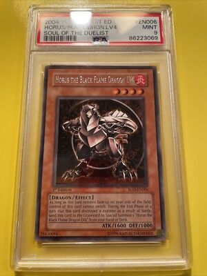 YuGiOh HORUS THE BLACK FLAME DRAGON LV4 #SOD-EN006🔥PSA 9 MINT