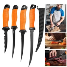 4PCS Fillet Knife Set-14"/12"/11"/10" Full Tang W/Sheaths for Saltwater Fishing