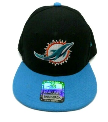 MIAMI DOLPHINS NFL BLACK TEAL HEADLINES SNAP-BACK ADJUSTABLE NEW- RARE!
