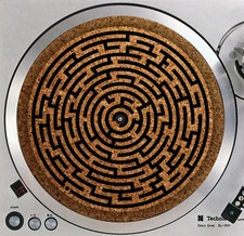 Cork Black and White Maze 3 Cork Slipmat 12" Slip Mat Audiophile Anti-Static