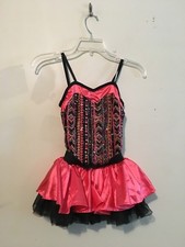 WEISSMAN Size M Neon Pink Black Multi-Colored Sequin Girls Costume TuTu Dress