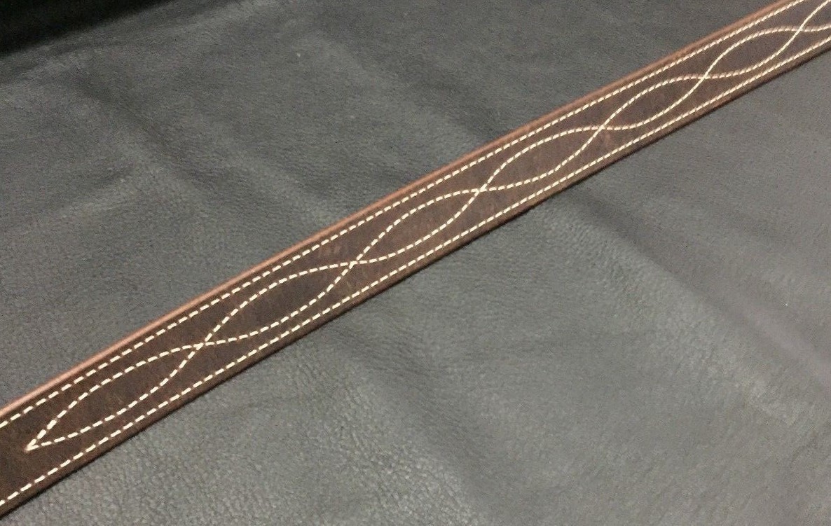 11/2"Diamond Stitched Genuine Real Leather Dress Gun Belt Strap Buckle