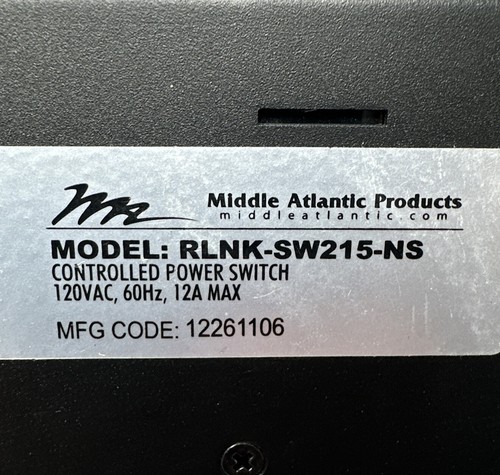 GRADE A USED Middle Atlantic Rack Link Controlled Power Switch RLNK-SW215-NS - Picture 3 of 4