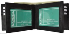 Genuine Leather Mens Bifold 3 ID's multi Card Double Center Flap Wallet