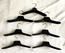 Lot of 7 Vintage Wide Shoulder Black Display Hangers 15.5" - Made in USA