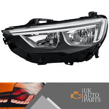 Headlight Vauxhall Insignia Passenger Side Black Halogen LED DRL 2017-2021
