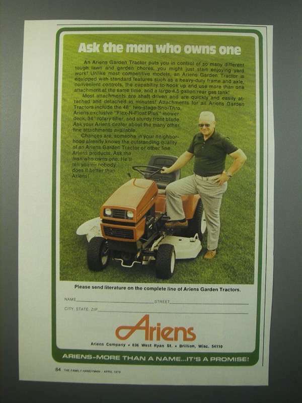 1979 Ariens Garden Tractor Ad - Ask the Man who Owns One