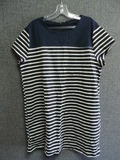 Missguided Stripe Contrast Yoke Dress Navy UK 14 LN017 SS 06