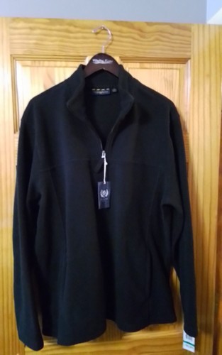 Club Room Mens Large Quarter Zip Fleece Sweater Sweatshirt Deep Black NEW