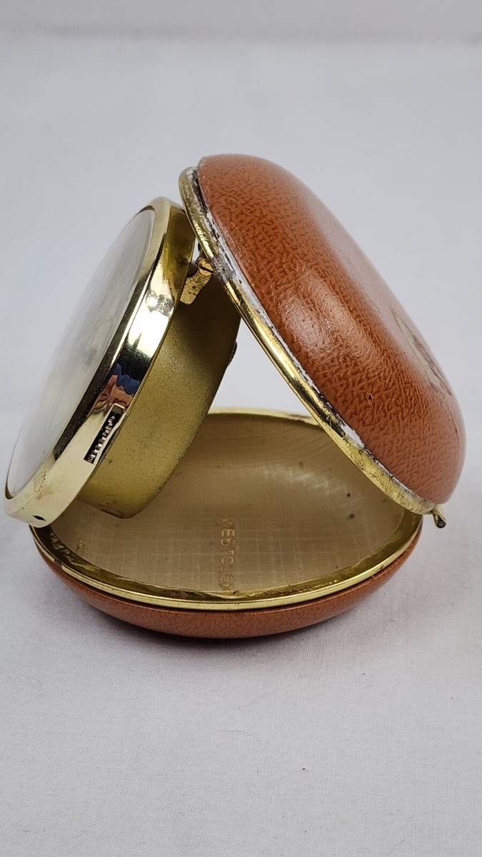 VINTAGE Westclox Round World Travel Folding Alarm Clock, Made in