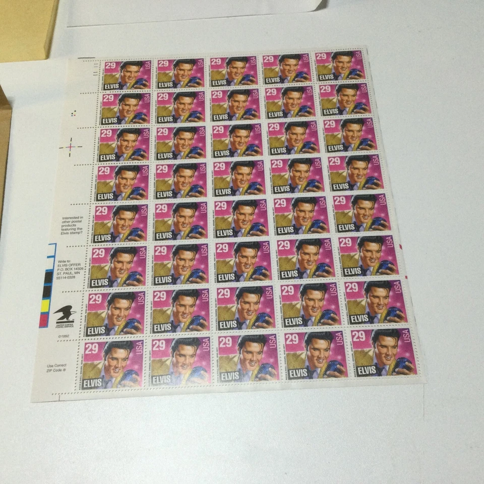 MINT Elvis Presley Stamps Rock & Roll  Full Sheet With Post Mark Sleeve Envelope - Image 2 of 4