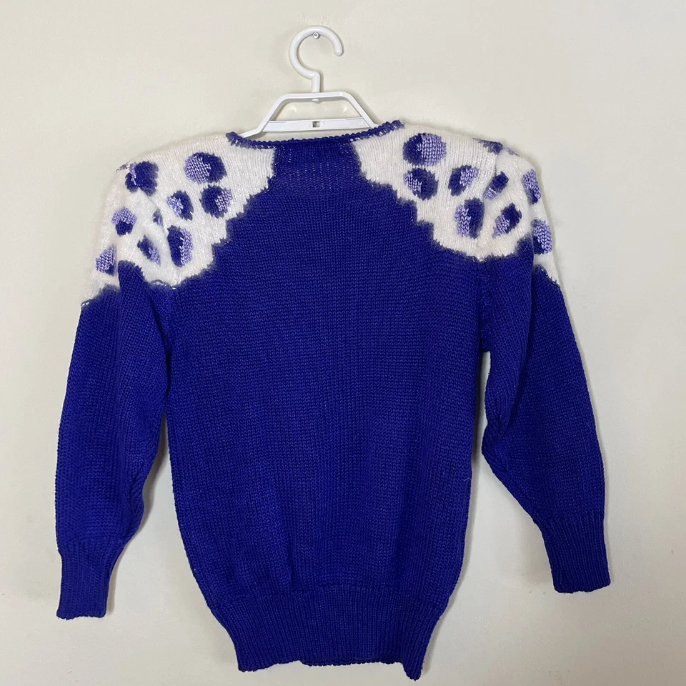 Suéter De Colección EDDIE DASIN Para Mujer Púrpura Angora Estampado Animal Años 80 Talla M Foto 4 de 4