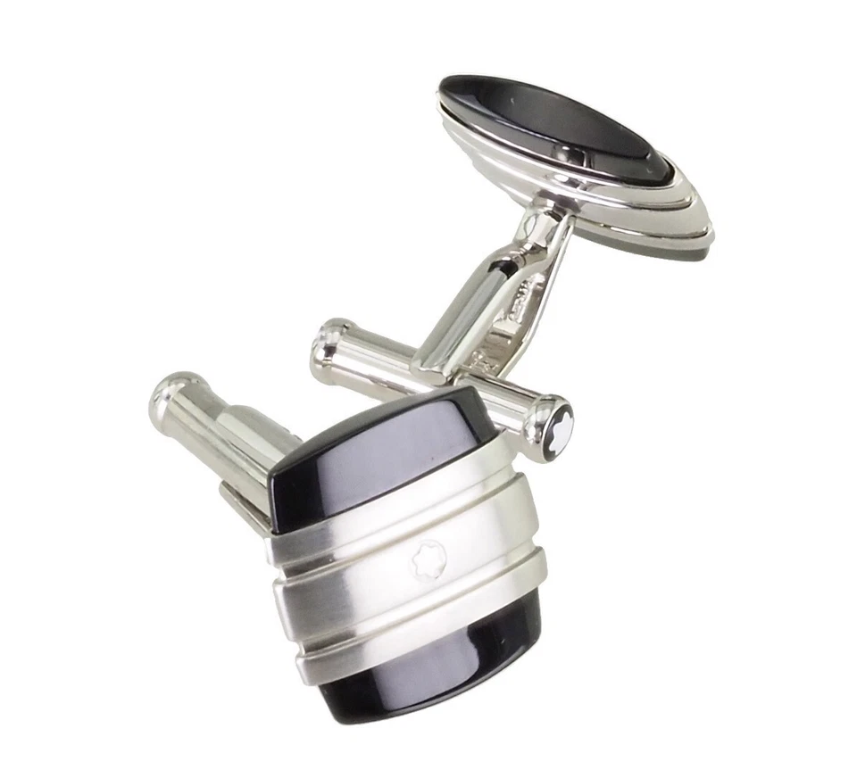 Gemelli Montblanc Meisterstück MB106624 acciaio inox con ONYX NUOVI - Immagine 3 di 4