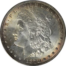1878 MS63 Morgan Dollar, 7TF, Reverse of 1879, PCGS 54836042