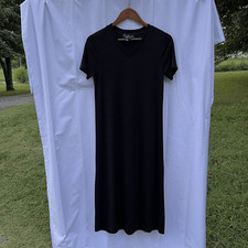 Vtg Carol Little Womens Black Pull On Slinky Stretch Rayon Dress Women Small USA