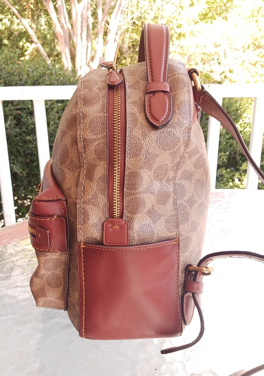 COACH 32715 SMALL Campus Cognac Signature C and Leather Backpack