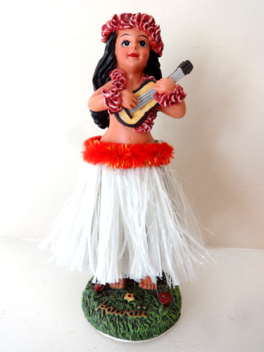 HULA GIRL DASHBOARD WOBBLE DOLL UKELELE HAWAII BOBBLE K C CO LTD 6.5" VGUC