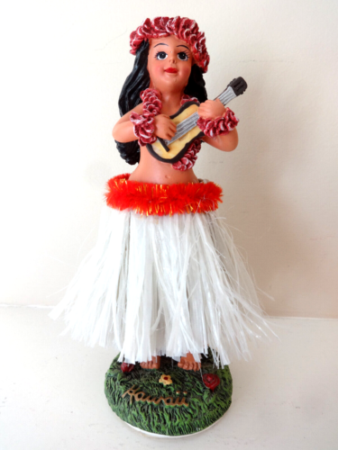 HULA GIRL DASHBOARD WOBBLE DOLL UKELELE HAWAII BOBBLE  K C CO LTD 6.5" VGUC - Picture 1 of 12