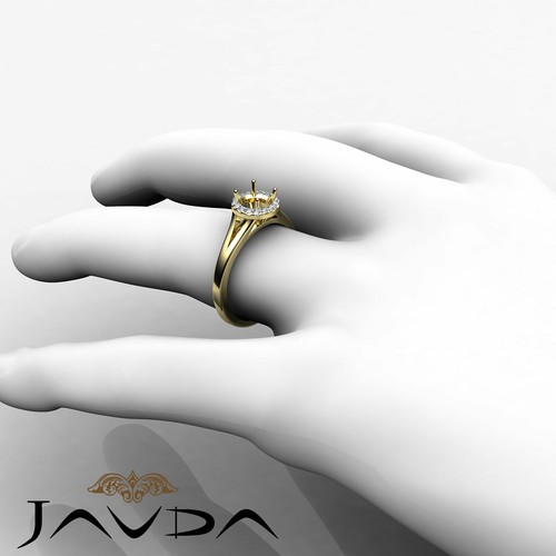 Round Semi Mount Diamond Engagement Halo Pave Setting Ring 18k White Gold 0.2Ctw - Picture 9 of 12