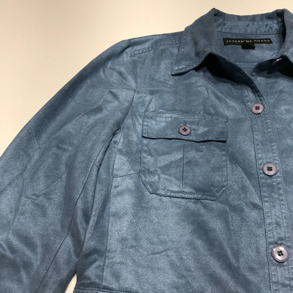 Josephine Chaus Jacket Womens Size 8 Faux Suede Button Down Soft 4 Front Pockets - Image 2 of 4