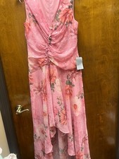 Eliza J Women’s Floral Maxi Dress Size 8 Pink Ruffle Sleeveless