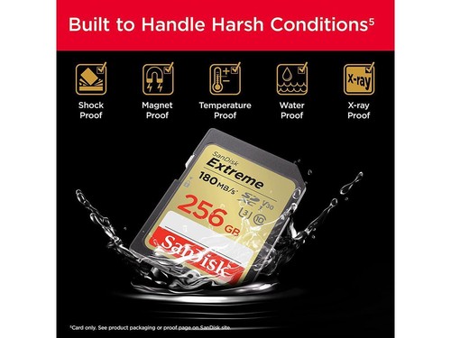 SanDisk 256GB Extreme SDXC UHS-I/U3 Class 10 V30 Memory Card, Speed Up to 180MB/ - Picture 2 of 6