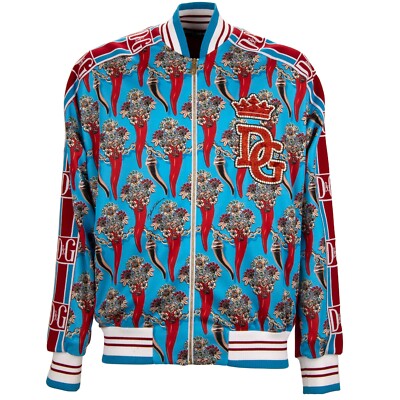 Dolce Gabbana Dg Perle Cristallo Corona DNA Logo Pepe Giacca Blu