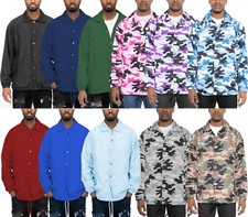 Men's Water Resistant Camo Polar Fleece Lined Windbreaker Rain Coaches Jacket