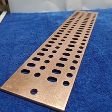 COPPER Ground Bar 4x20" Busbar 46 Terminal 3/8 Stud for 2-hole Lugs Buss USED