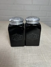 Set of 2 McKee Black Amethyst Sugar And Flour Shakers