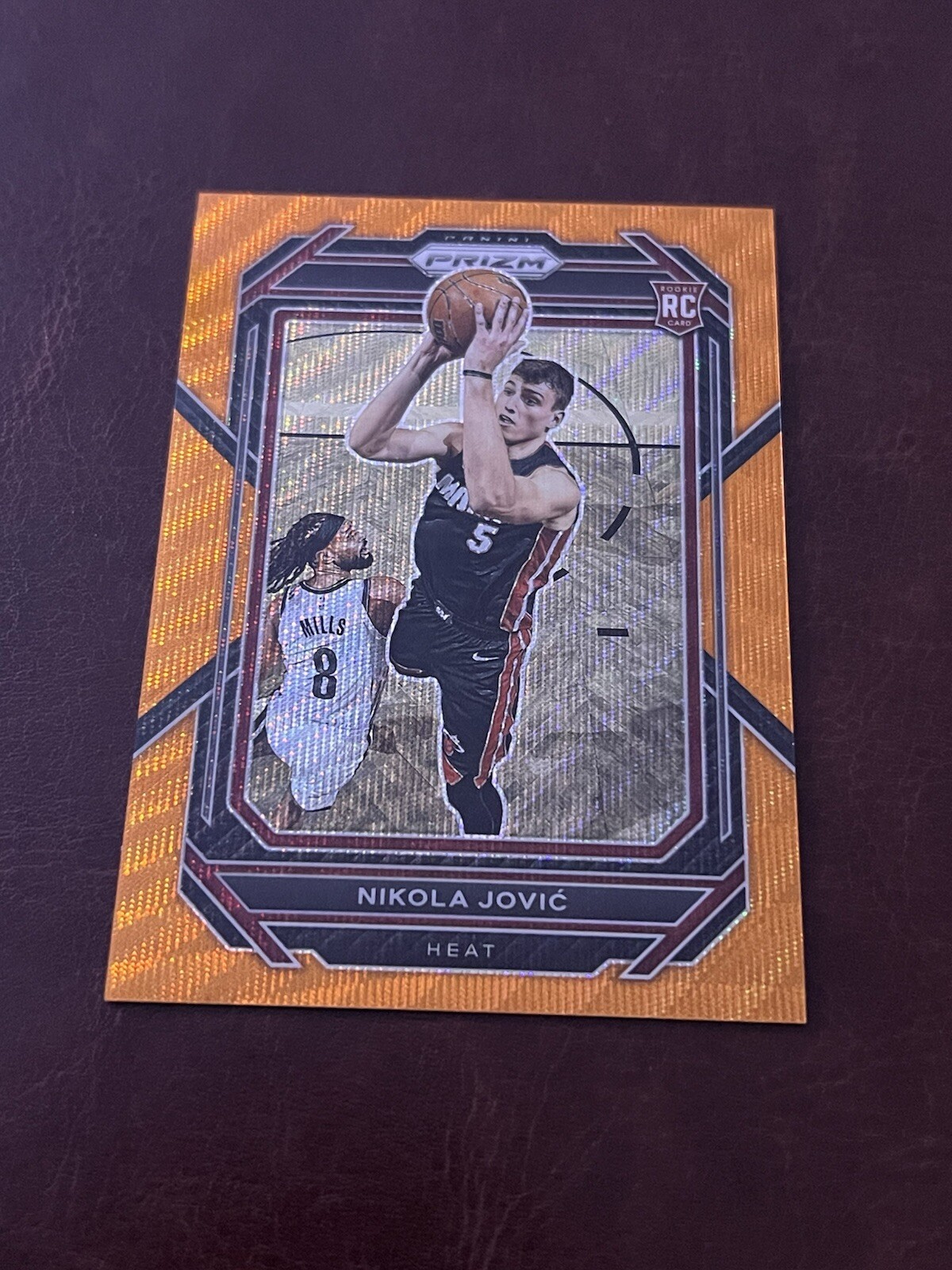 2022-23 Panini Prizm Nikola Jovic Orange Wave #236 Miami Heat RC Rookie 12/60