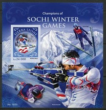 SIERRA LEONE 2016 CHAMPIONS OF THE SOCHI WINTER OLYMPIC GAMES S/S IMPF MINT NH