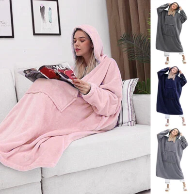 HOME-GARDEN-DECORATION Oversized Hooded Blanket UltraSoft Fleece Long Hoodie Lounge Poncho Kaftan Night