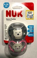 NUK SPACE PACIFIER 6-18 months polar bear kitty cat orthodontic BRAND NEW bnib
